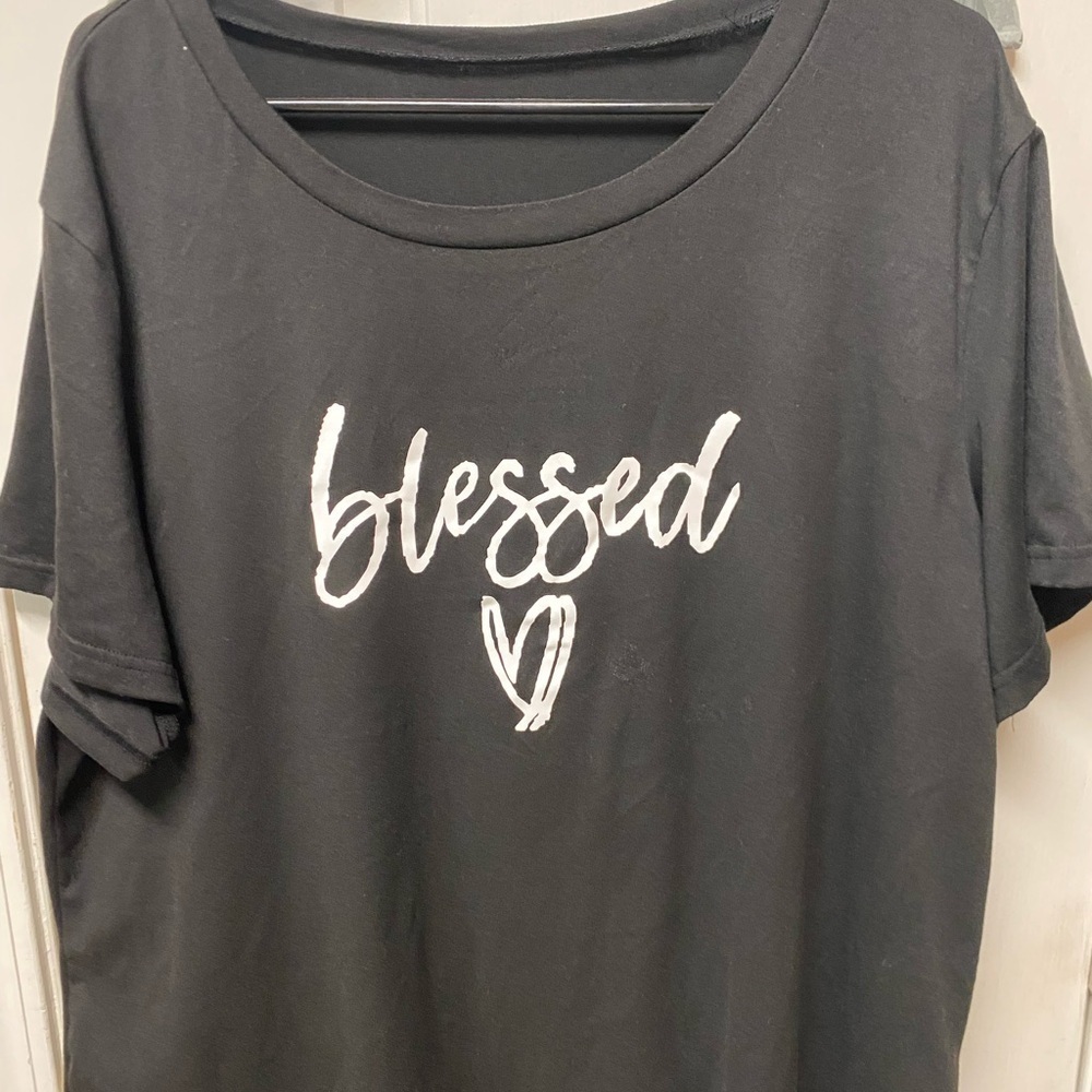 Women’s Plus Size Casual Lounge Set “Blessed” on pants and top 3X black - Picture 3 of 13